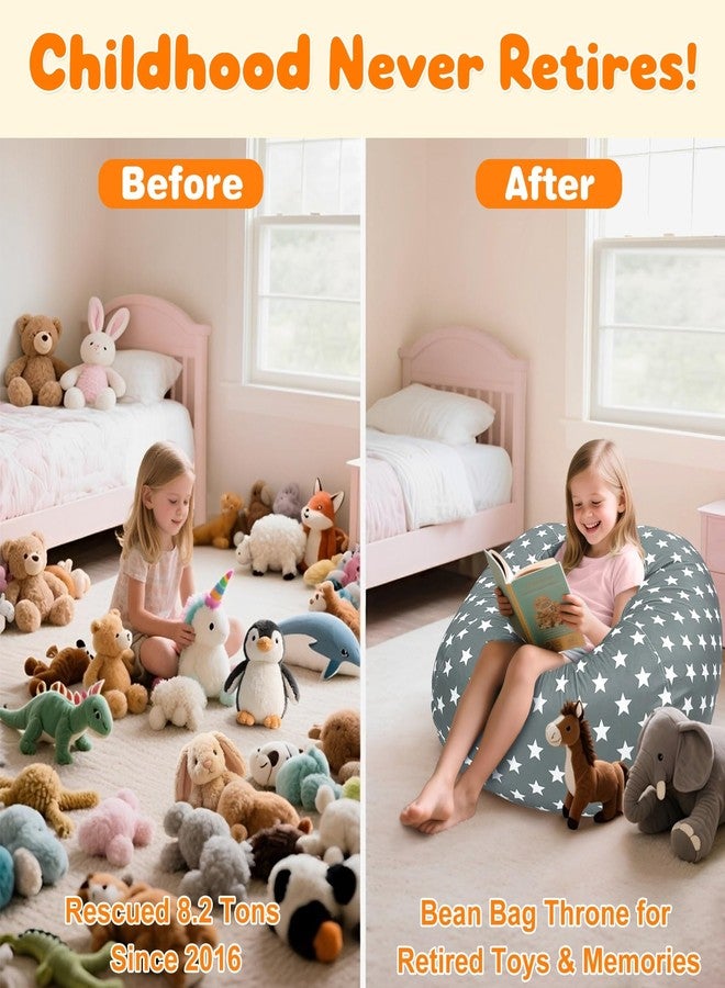 Lukeight Stuffed Animals Storage Bean Bag Chair Cover - Premium Velvet Organizer with YKK Zipper Holds 60+ Plush Toys, Washable Kids Room Decor (No Filling, Large) - Image 2